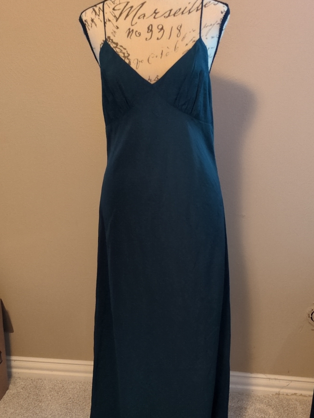 Madewell Teal Slip Dress with V-Neck and Slim Straps 6